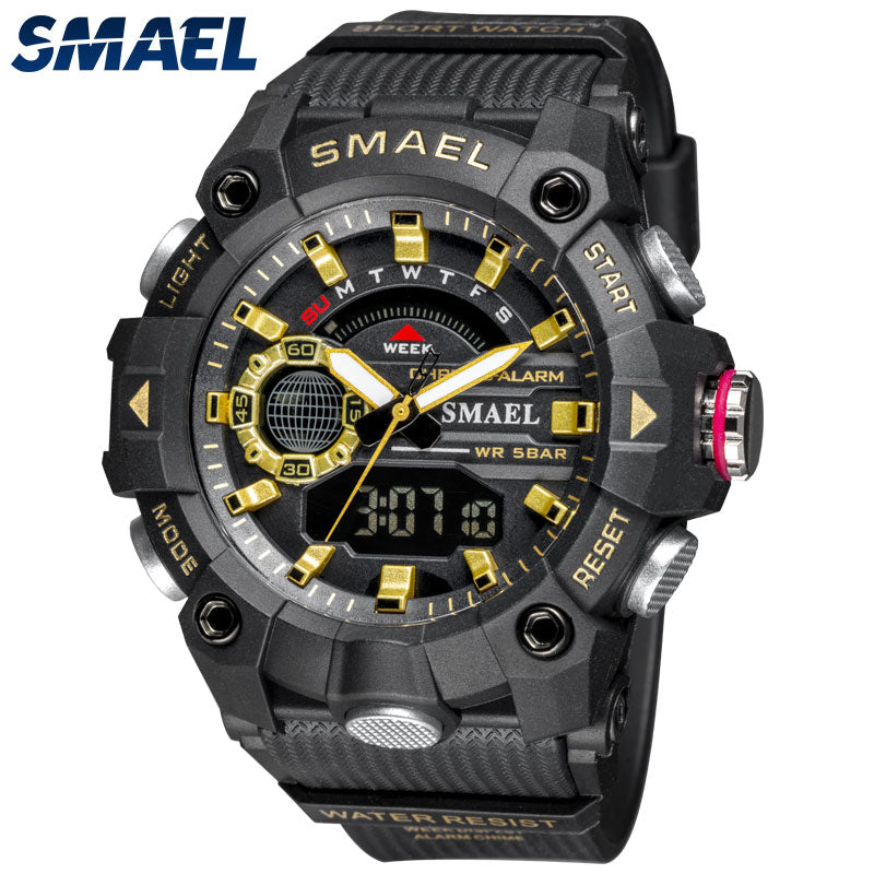 Relojes deportivos SMAEL a la moda para hombre, resistente a los golpes, 50M, resistente al agua, reloj de pulsera LED con alarma, cronómetro, relojes militares para hombre 8040