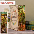 Cutebee DIY Bücherecke Miniaturen Regaleinsatz Buchstütze Puppenhaus Modell Roombox Bausatz Holz Bücherregal Spielzeug Geschenke 3D Haus