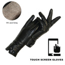 Neue Damenhandschuhe aus echtem Leder, Winter, warme, flauschige Frau, weiches weibliches Kaninchenfellfutter, genieteter Verschluss, hochwertige Fäustlinge