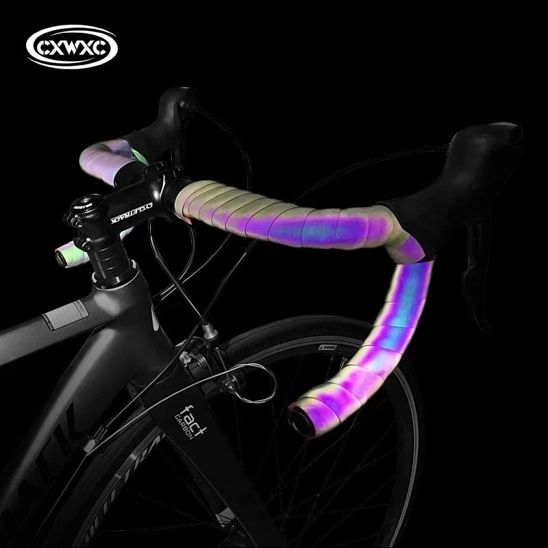 Cintas de manillar de velocidad noctilucente para bicicleta de carretera, cinta de barra de ciclismo deslumbrante reflectante de luz, cinta de agarre de horquilla de bicicleta colorida de cuero PU