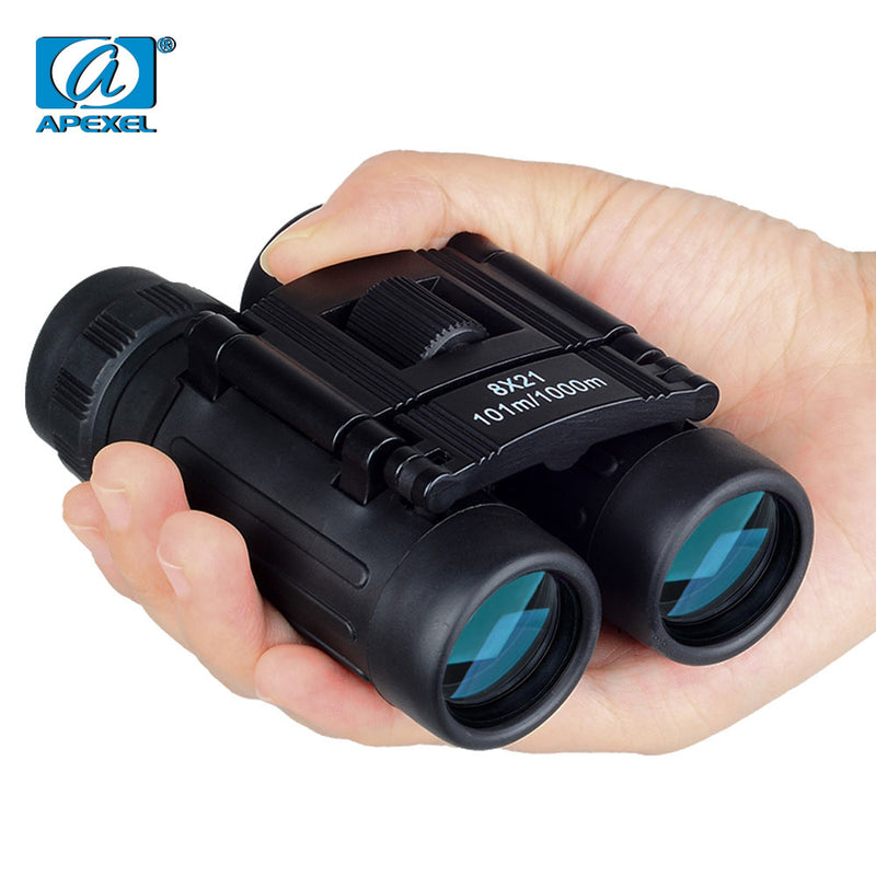 APEXEL 8x21 Zoom Mini Folding Pocket Binoculars Telescope Portable Binocular Outdoor Birdwatching Travel Hunting Hiking Sports