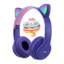 Kabellose Kopfhörer Katzenohr mit Mikrofon Blue-Tooth Glow Light Stereo Bass Helme Kinder Gamer Girl Geschenke PC Phone Gaming Headset