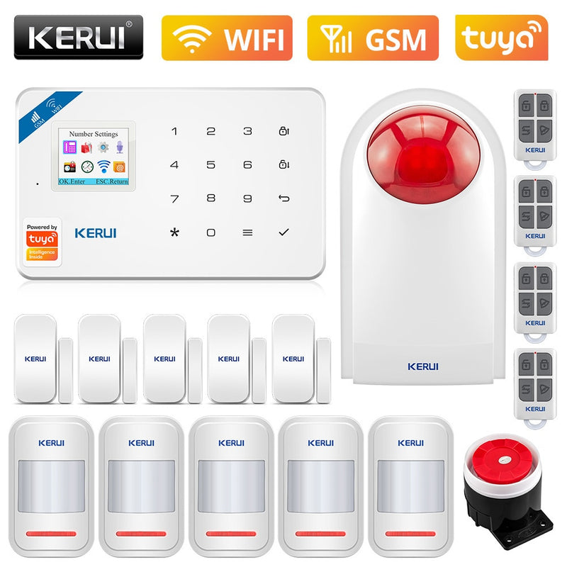 KERUI W181 WIFI GSM Home Security Tuya Smart Alarm System APP Control Wireless Door Sensor PIR Motion Detector Burglar Alarm Kit