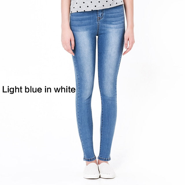 Women Jeans Casual High Waist Summer Autumn Pant Slim Stretch Cotton Denim Trousers For Woman Blue Black  100kg