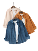 Spring Shirts Women Corduroy Blouses Loose Long Sleeve Solid Lady Tops Casual Outwear Female Clothes Autumn Jacket