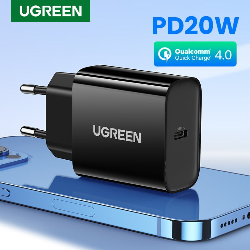 Cargador UGREEN PD 20W QC4.0 QC3.0 USB tipo C cargador rápido carga rápida 4,0 3,0 QC para iPhone 13 12 Pro Xs 8 cargador de teléfono Xiaomi