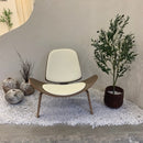 Nordic Massivholz Rückenlehne Wohnzimmer Stühle Lazy Leisure Sessel Haushaltsmöbel Modernes Leder Einzelsofa Shell Chair