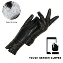 Neue Damenhandschuhe aus echtem Leder, Winter, warme, flauschige Frau, weiches weibliches Kaninchenfellfutter, genieteter Verschluss, hochwertige Fäustlinge