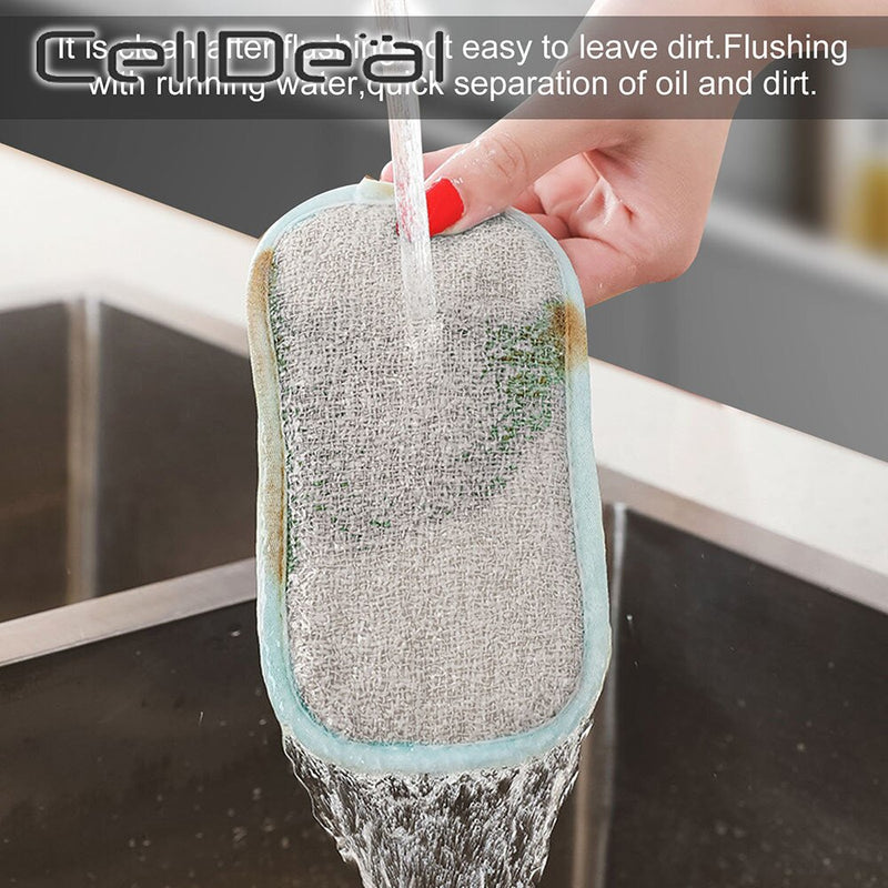 Spülbürste Doppelseitiger Scheuerschwamm Wiederverwendbare Reinigungsschwämme Tuch Küchenreinigungswerkzeuge Wischer Geschirrspülzubehör