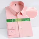 Camisa de vestir elástica antiarrugas para hombre, camisas de manga larga de fibra de bambú para hombre, Camisas sociales formales, camisas blancas sin bolsillo