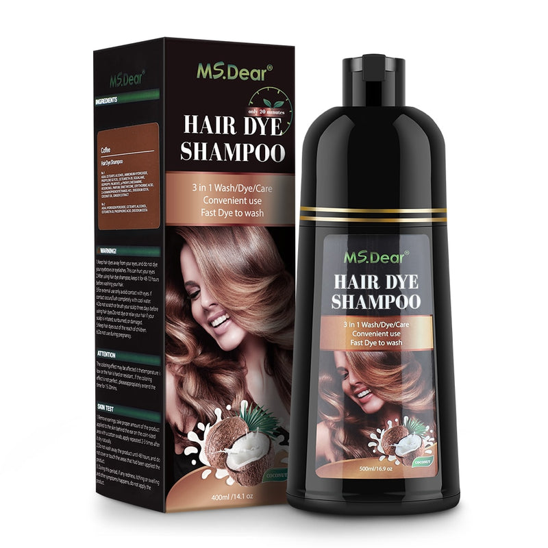 500 ml Permanentes Haarshampoo, organische, natürliche, schnelle Haarfarbe, Pflanzenessenz, Haarfarbe, Creme, Deckfarbe, Shampoo für Damen und Herren