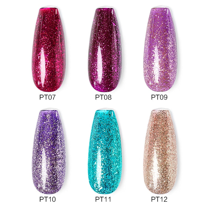 Beautilux Glitter Nail Gel Polish Kit 6pcs / set x10ml Mermaid Platinum Rainbow Chameleon Semi Permanente Nails Art Barniz Lote