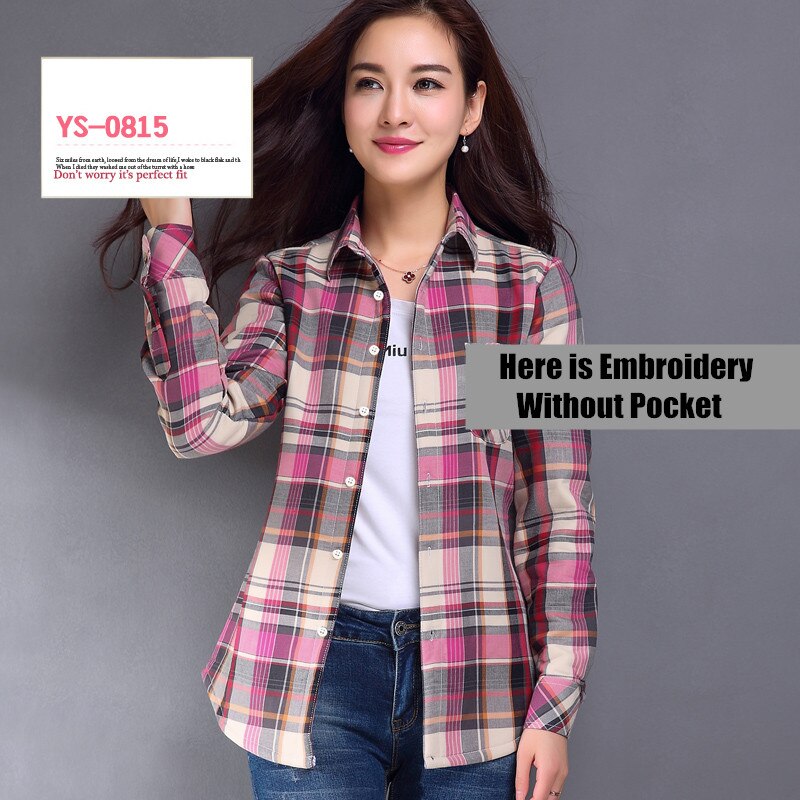 S-4XL Frauen Baumwollhemd Frühling Herbst Winter 2022 Neue Casual Langarm Gebürstet Plaid Streifen Shirts Mädchen Tops Bluse Weiblich