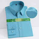 Camisa de vestir elástica antiarrugas para hombre, camisas de manga larga de fibra de bambú para hombre, Camisas sociales formales, camisas blancas sin bolsillo