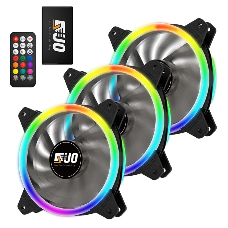 PC Case Fan RGB 120mm AURA SYNC 5V/3pin Quiet CPU Cooler Sets Fan 6 Pin CPU Radiator Adjust Fan Color &amp; Speed