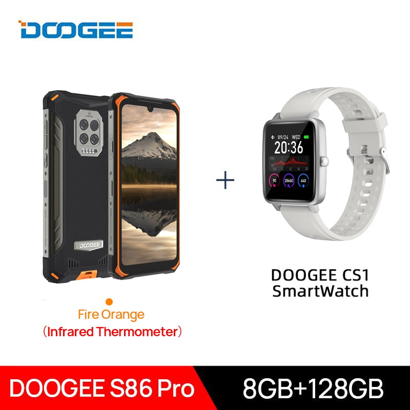DOOGEE S86 Pro Rugged Smart Phone 8GB+128GB Infrared Thermometer Mobile Phone S86 Smartphone HelioP60 Octa Core 8500mAh