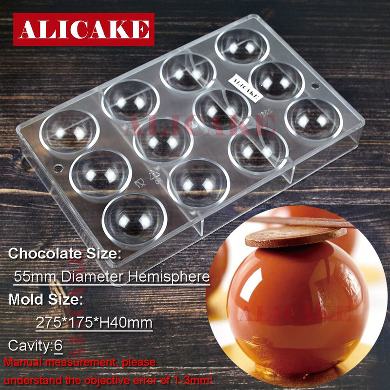 3D Polycarbonate Chocolate Mold Sphere Chocolate Bomb Tools Cake Confectionery Mold for Chocolates Bar Mould Bakery Baking Tools