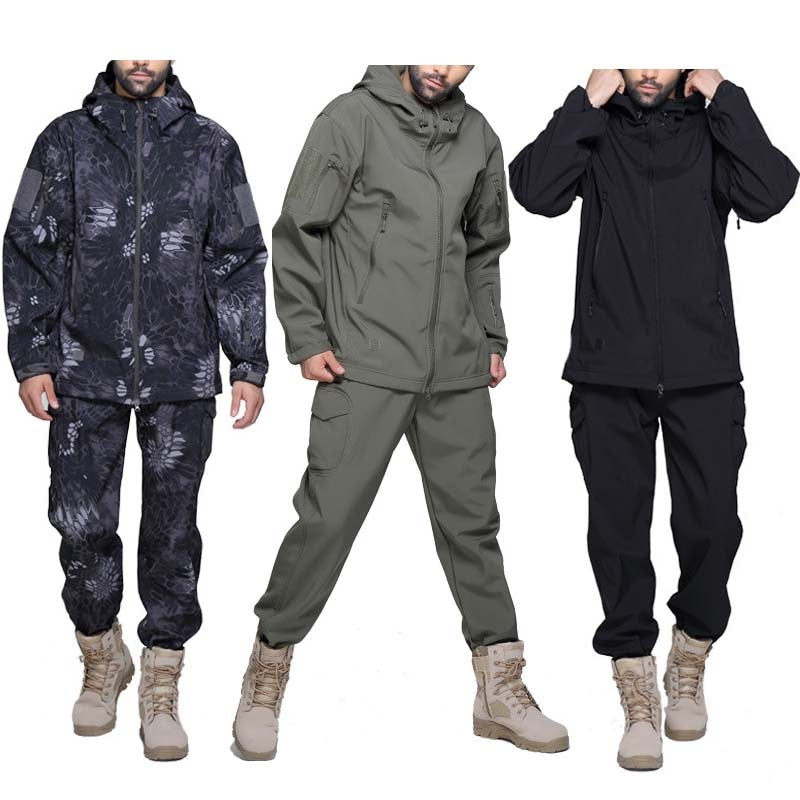 Wandern Armee Jacken Männer Militär Jacken Airsoft Camping Taktische Jacke Hosen Soft Shell Wasserdichte Jagd Anzug Windjacke