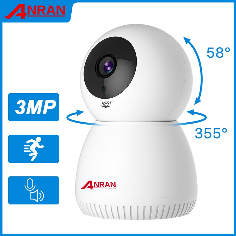 ANRAN Überwachungskamera 3MP Automatische Tracking-IP-Kamera Home Security Camera Innenkamera WIFI Babyphone Audio Video APP