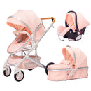 High Landscape Kinderwagen 3 in 1 mit Autositz Rosa Kinderwagen Luxus Reisekinderwagen Autositz und Kinderwagen Babytrage Kinderwagen