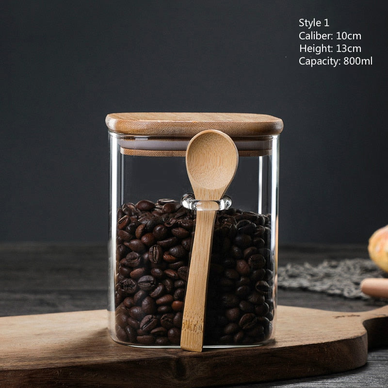 3 Ideas 800-1200ml with Spoon Sealed Jar Storage Tank Condiment Coffee Beans Tank Kitchen Supplies Sugar Storage Bottle Tea Box