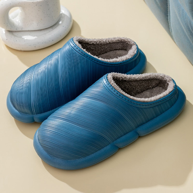 Zapatillas de interior impermeables para mujer y hombre, zapatos de invierno para el suelo del hogar, plantilla extraíble de felpa cálida, zapatillas de trabajo para amantes de la cocina SH472