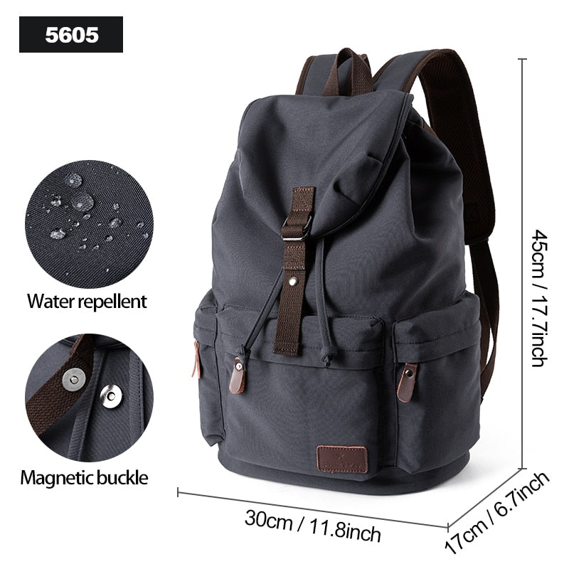 TANGHAO Canvas Backpack Unisex Vintage Casual Rucksack 17inch Laptop Backpack W/ USB Charging Port Schoolbag Student Mochia