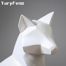 YuryFvna Einfache weiße moderne abstrakte Skulptur Mode geometrische Fuchs Statue Desktop Ornamente kreatives Geschenk