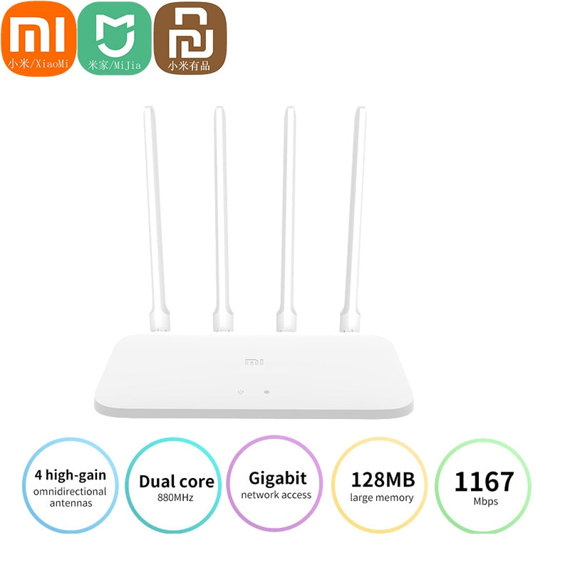 Original Xiaomi Mi Router 4A Gigabit Version 2.4G 5GHz 1167Mbps WiFi Repeater 4 Antenna Wireless Network Extender Xiaomi Router