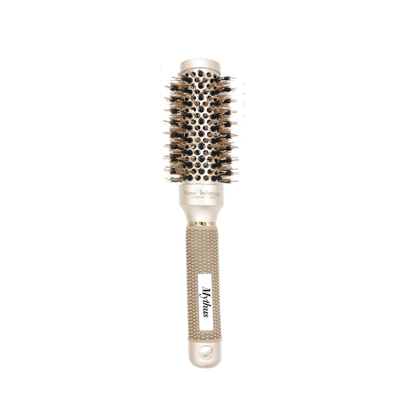 Mythus Professional Nano Technology Ceramic Ionic Hair Round Brush Boar Bristle Antistatic Heat Resistant Hair Curling Brushes