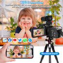 Digital Video Camera with Microphone Professional 4K Camcorder for Live Stream WiFi Vloger Youtube Night Vision 48MP Photography