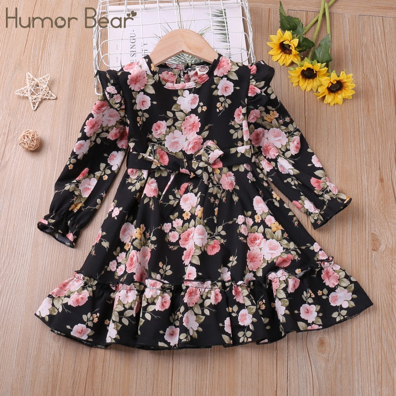 Humor Bear Otoño Invierno niño niña vestido de manga larga de algodón volantes princesa vestido niños pana plisado moda bebé vestido