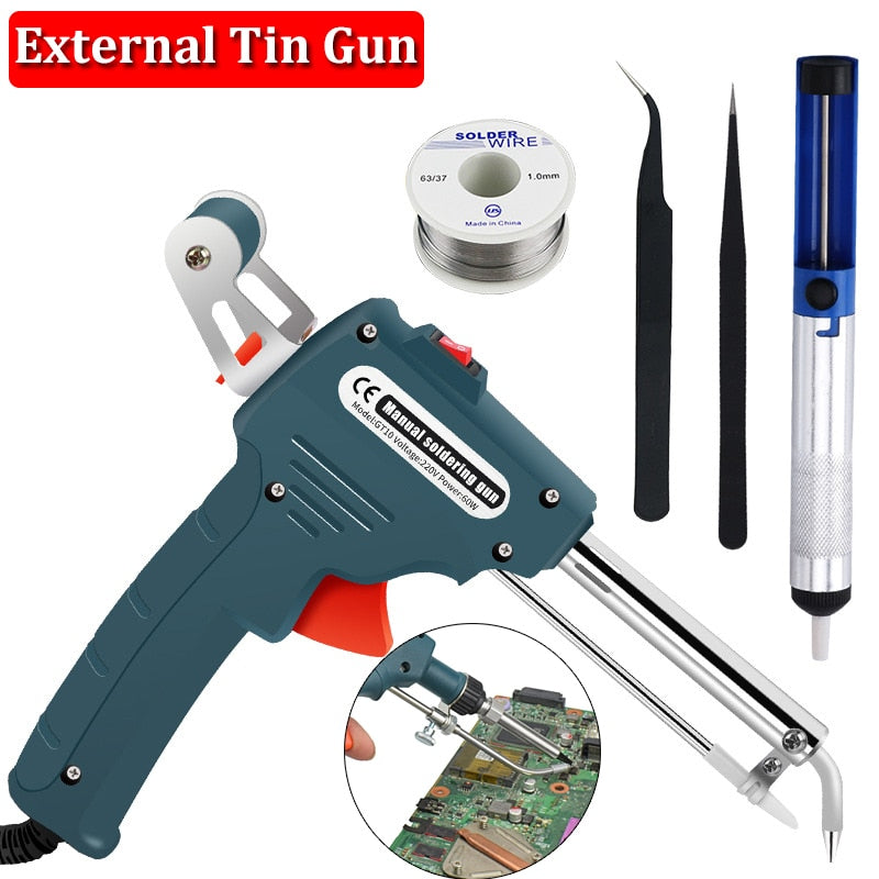110V/220V 60W Automatically Send Tin Gun Hand-held Soldering Iron External Heat with Power Switch Welding Repair Tool