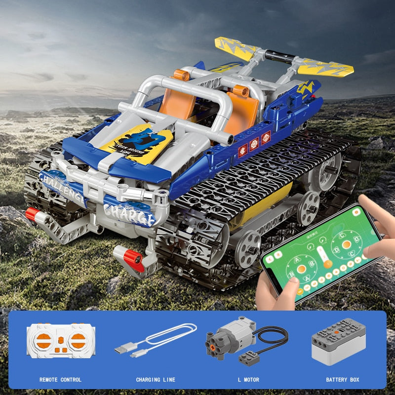 City Off-road RC Racing Car Electric Building Blocks APP Control remoto tanque militar ladrillos juguetes para niños