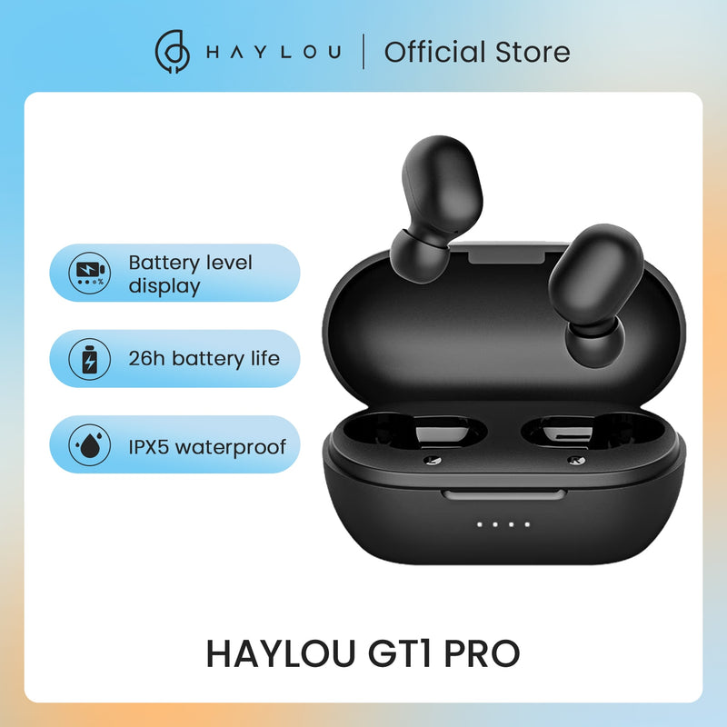 HAYLOU GT1 Pro Batería larga HD Estéreo TWS Auriculares Bluetooth, Control táctil Auriculares inalámbricos con aislamiento de ruido de micrófono dual
