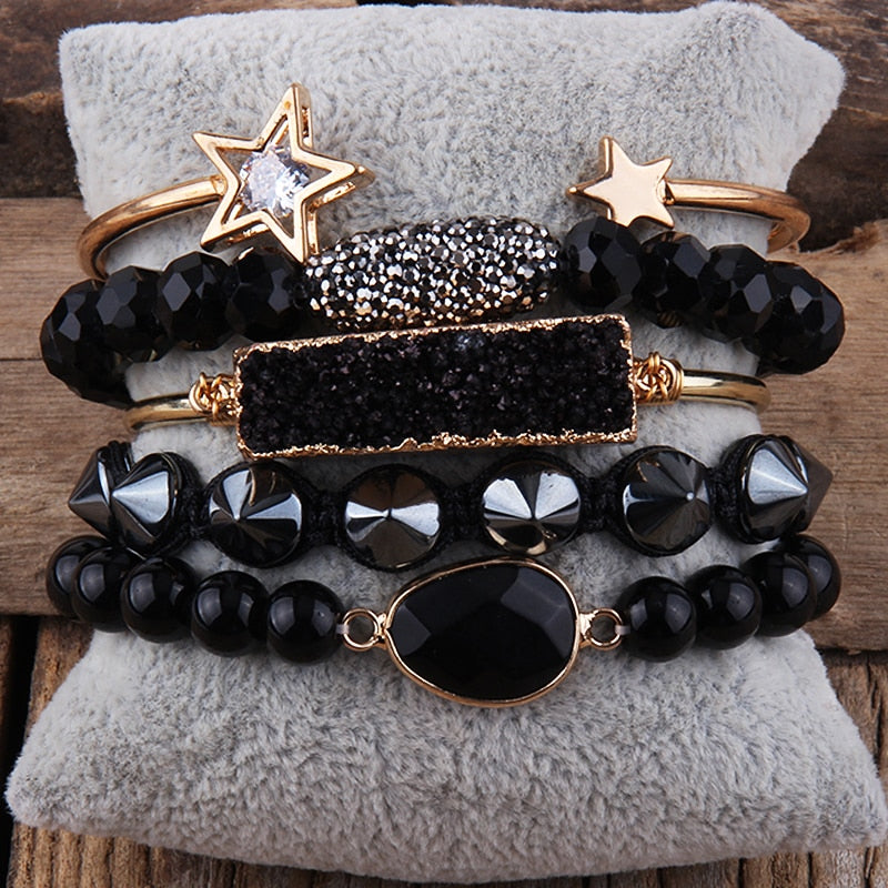 RH Fashion Boho Schmuck Naturstein Armband und Armreif 5pc Armbänder Sets für Frauen Geschenk DropShip