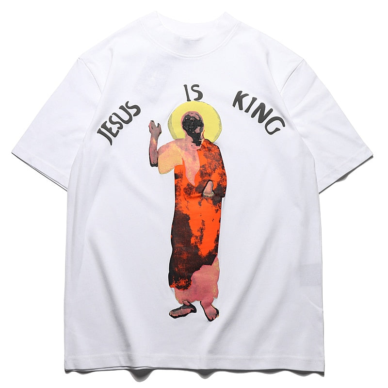 Kanye West Kids See Ghosts Übergroßes T-Shirt für Herren, Tour-Gedenkdruck, Retro, lockeres Harajuku-T-Shirt mit Rundhalsausschnitt und kurzen Ärmeln