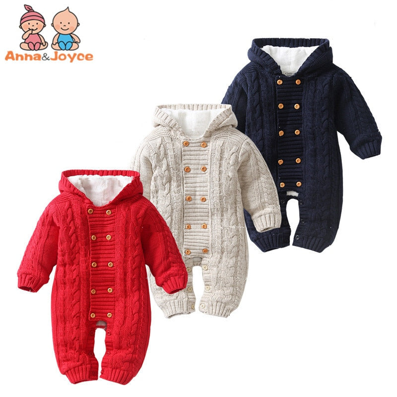Baby ClothesWinter Cap Hats Baby Sweaters Baby Rompers Thick Cotton Outfit Newborn Jumpsuit for Children Baby Costume