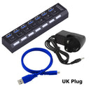 USB HUB 3.0 4 7 Port USB Multi Splitter mit Netzschalter Netzteil Adapter für Macbook PC Computer Laptops Notebook Zubehör