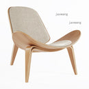 Nordic Massivholz Rückenlehne Wohnzimmer Stühle Lazy Leisure Sessel Haushaltsmöbel Modernes Leder Einzelsofa Shell Chair