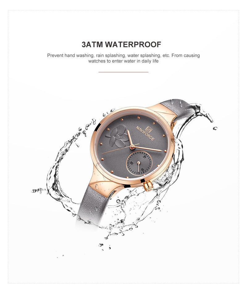 NAVIFORCE Women Watches Top Brand Luxury Fashion Female Quartz Wrist Watch Ladies Leather Waterproof Clock Girl Relogio Feminino