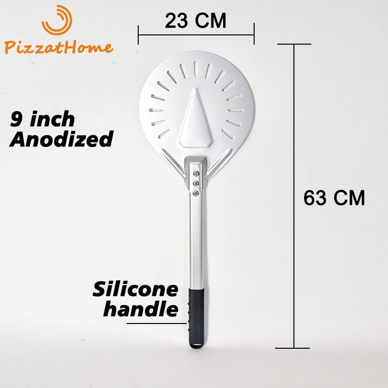 PizzAtHome 7/ 8/ 9 Inch Perforated Pizza Turning Peel Pizza Shovel Aluminum Pizza Peel Paddle Short Pizza Tool Non-Slip Handle