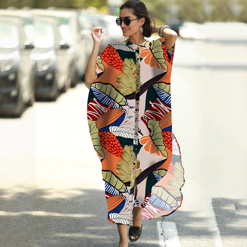 2022 Kaftan Beach Print SnakeSkin Traje de baño Cubrir Kimono Plage Beach Robe Femme Vestido largo Sarong Vestido de playa
