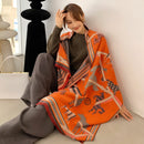 Luxus Winter Kaschmir Schal Frauen 2022 Design Warme Pashmina Decke Pferd Schals Weibliche Schal Wraps Dicken Foulard Bufanda