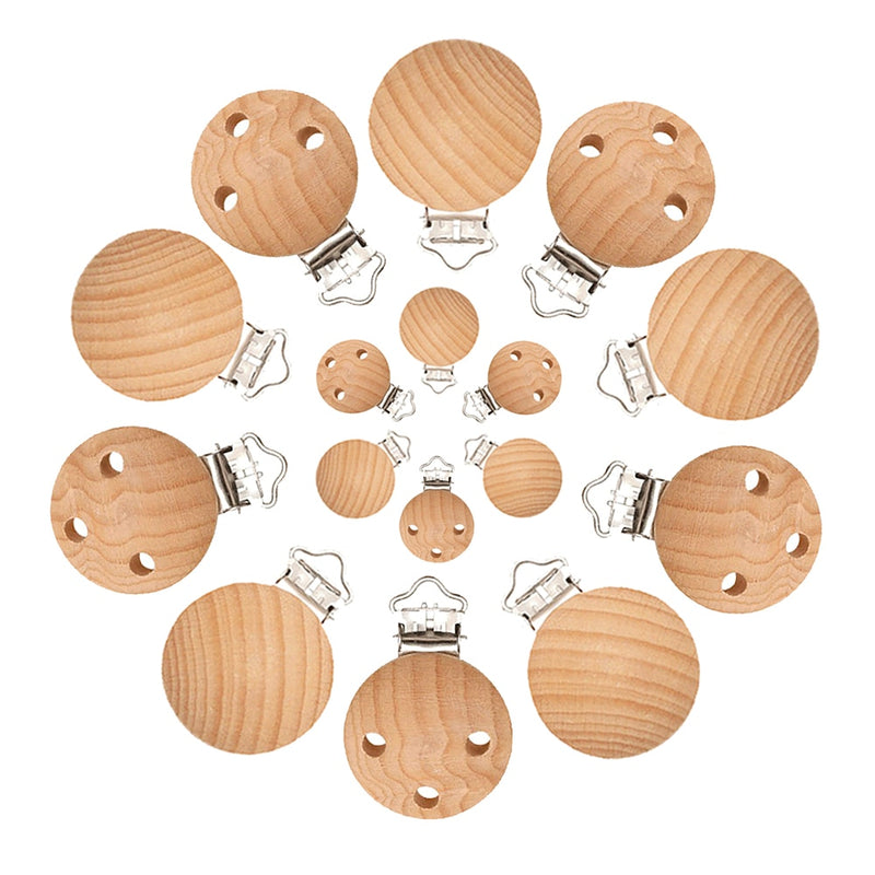 Mabochewing 20pcs 30mm 35mm Fast Free Shipping Natural Beech Wood Clips for Baby Mobile Chewing Pacifier Chain