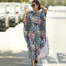 Cover-ups 2022 Kaftan Beach Print SnakeSkin Badeanzug Cover Up Kimono Plage Beach Robe Femme Long Dress Sarong Dress Beachwear
