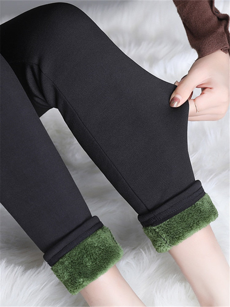 Leggings de invierno para mujer de Seoulish, novedad de 2022, pantalones cálidos, mallas calentadas de Cachemira adelgazantes gruesas de terciopelo elegante con forro polar para mujer