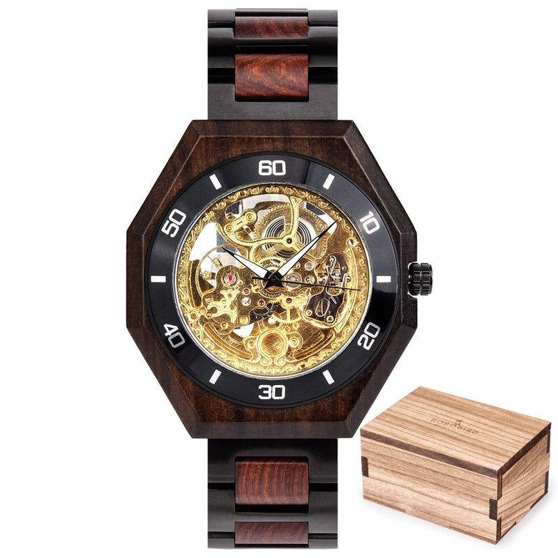 Reloj Mecánico de madera BOBO BIRD para hombre, relojes grandes para hombre, relojes de lujo de la mejor marca, relojes erkek kol saati, triangulación de envíos