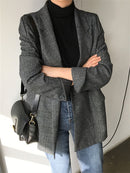 Colorfaith New 2022 Plaid Zweireiher Taschen Formelle Jacken Kariert Winter Frühling Damen Blazer Oberbekleidung Tops JK7113