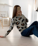 Schöne Rosa Leopard Kurzer Pullover und Pullover Frauen 2020 Herbst Winter Koreanische Elastische Strickpullover Weibliche Strickwaren